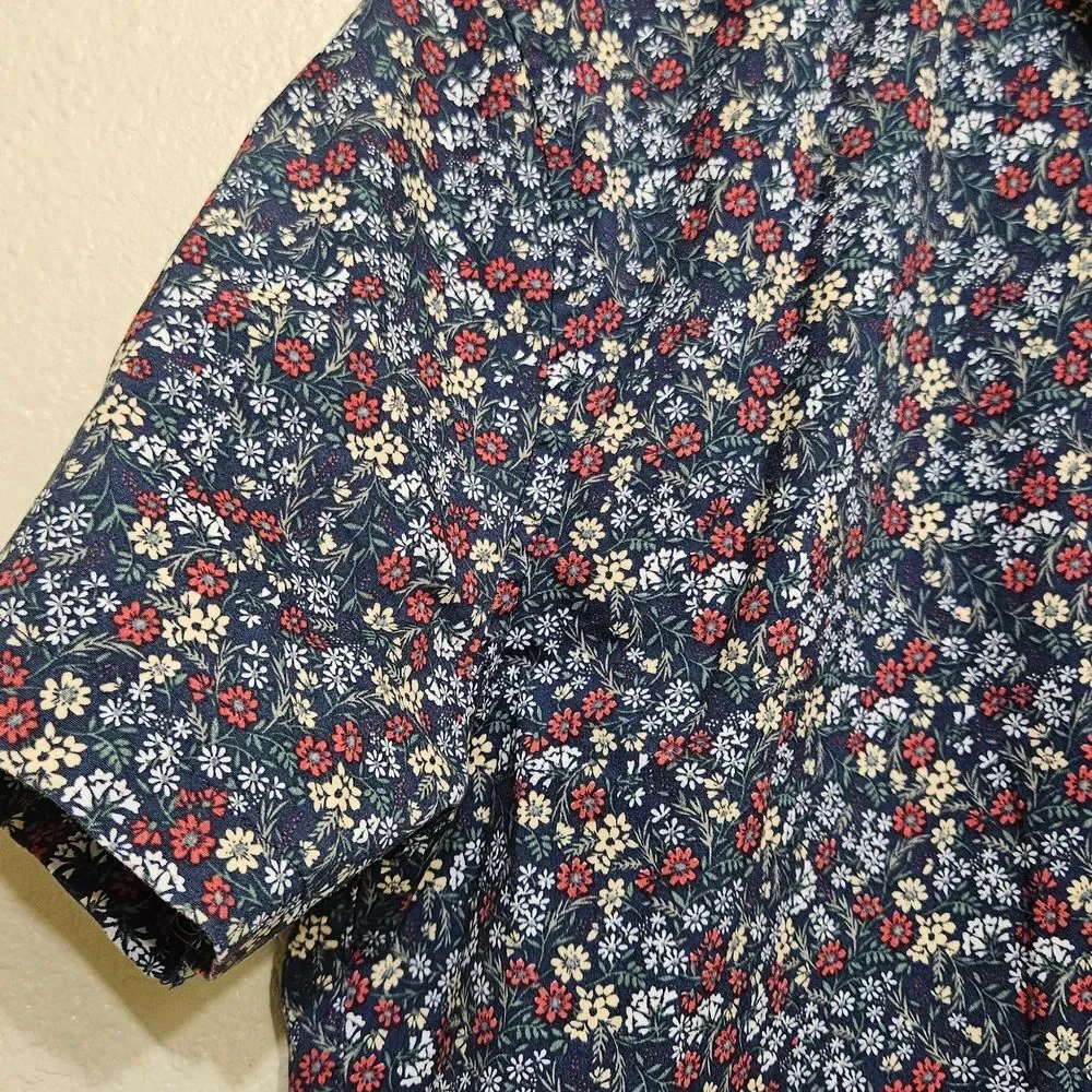 Abercrombie & Fitch Super Slim Floral Button Up Shirt Men's Large Short Sleeve.